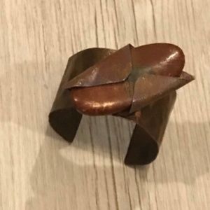 Copper Cuff Bracelet with Brown Stone
